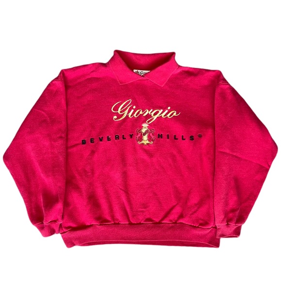 Vintage 1980's Giorgio Beverly Hills Sweatshirt Pullover True Red Crewneck - Picture 1 of 4